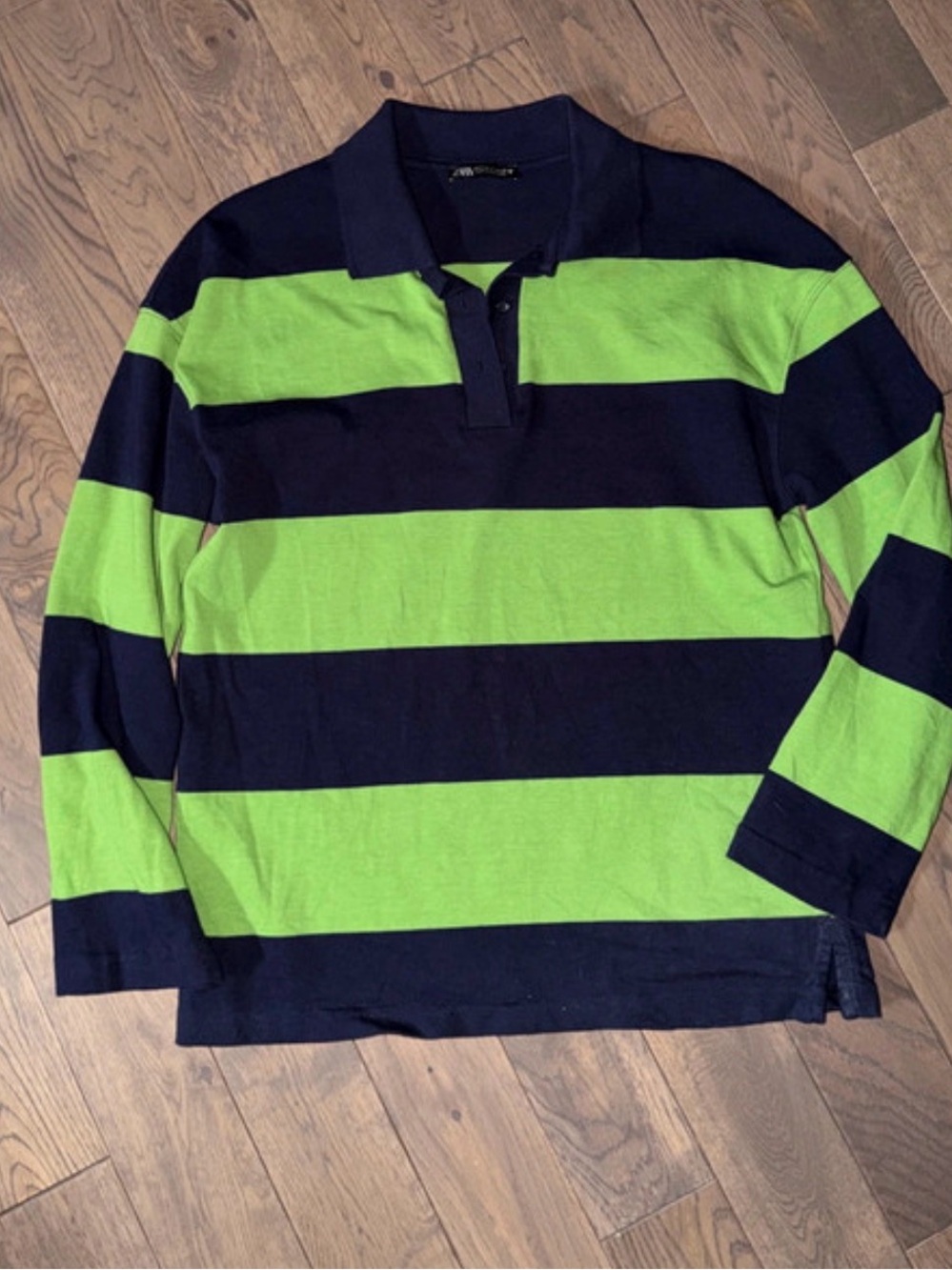 Woman’s Long-Sleeve Rugby Shirt - Neon Green & Navy
